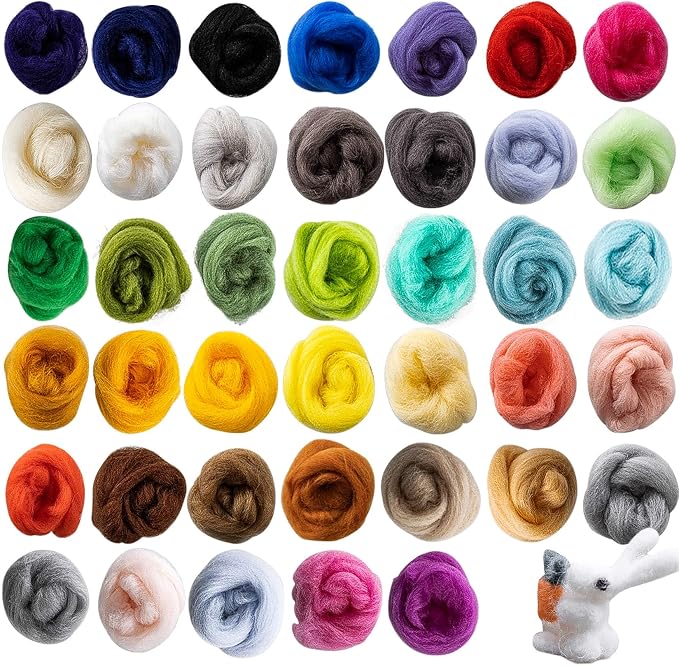 Sukh 40pcs Felting Wool Roving by Sukh