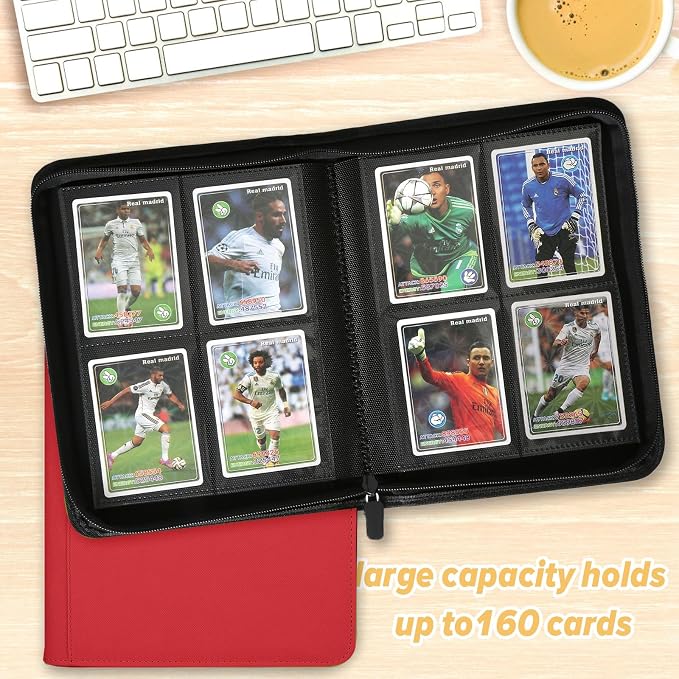 4 Pocket Ringless Side Loading Trading Card Binder, 160 Cards PU Fixed Page - Image 7