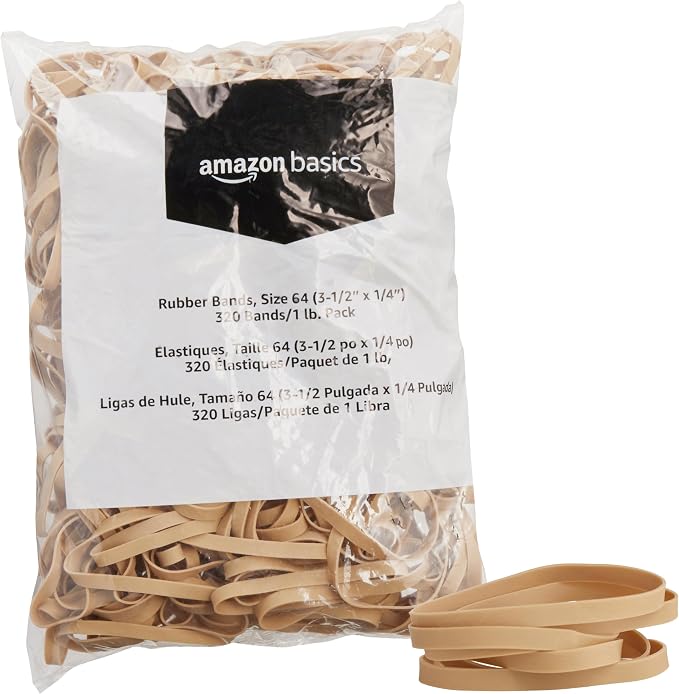 Amazon Basics Rubber Bands, Office Supplies, Size 64, 320 Bands/1 lb Pack by AmazonBasics