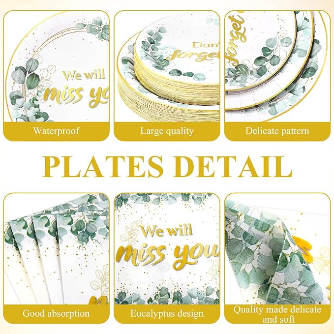Pickmesh 400 Pcs Sage Green Farewell Party Supplies Include We Will Miss You - Image 2