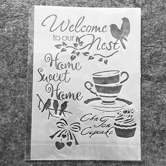 TIAMECH A4 Reusable Birds Coffee Stencil - Image 6