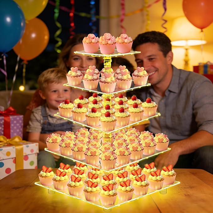 YestBuy 5 Tier Cupcake Stand for 60 Cupcakes, Birthdays and Dessert Tables - Image 5