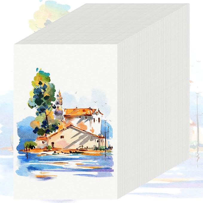 105 Sheets Watercolor Paper 9x12, Cold Press Watercolor Paper Bulk, 140 LB/300 by WatercolorPaper