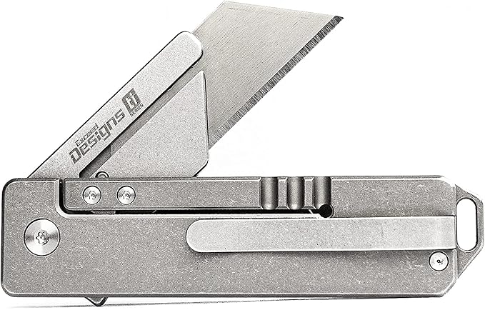 TIRANT RAZOR V3 (Stonewashed) 6Al-4V Titanium Utility Knife & EDC Pocket Knife, Box Cutter, Razor Blade EDC Tool
