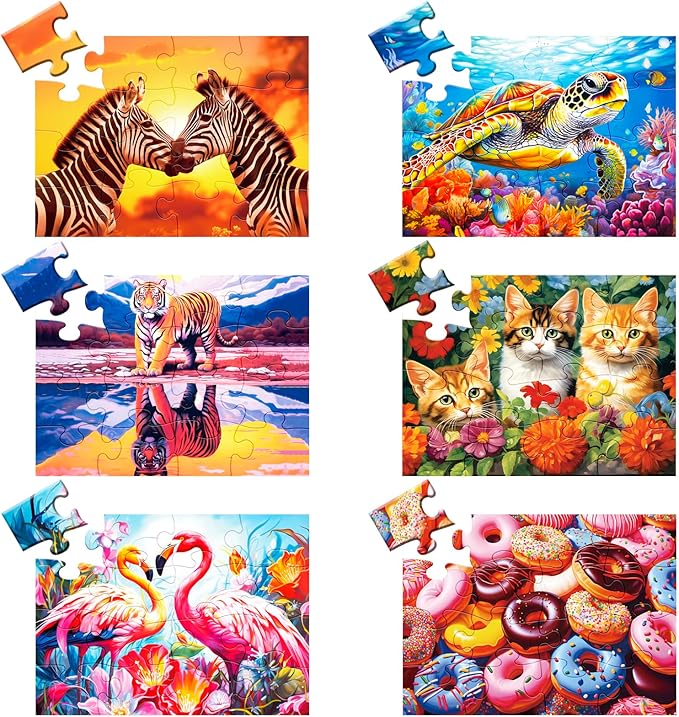 6 Packs 16 Piece Large Piece Jigsaw Puzzle Dementia Alzheimer's Products and by WSCXSC