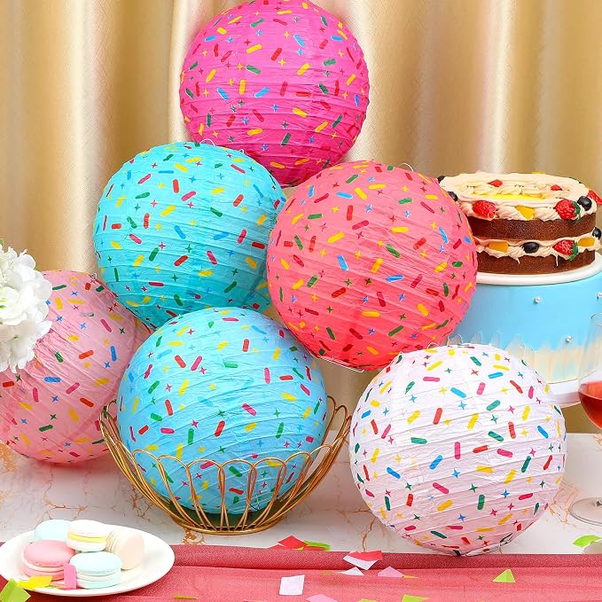 Panelee 12 Pcs Donut Paper Lanterns Party Decorations 8 Inch Hanging Round - Image 3