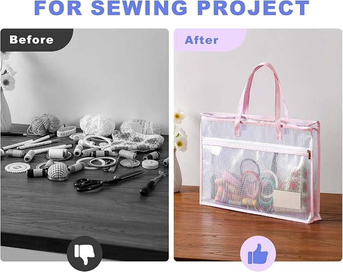 Qozary 8 Pcs Sew Project Bags for Quilting-A3 Sewing Craft Organizer Storage - Image 4