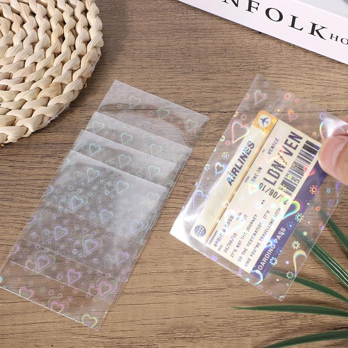 200pcs Love Heart-Shape Photocard Sleeves, 9.1x6.5cm/3.58x2.56in Holographic - Image 5