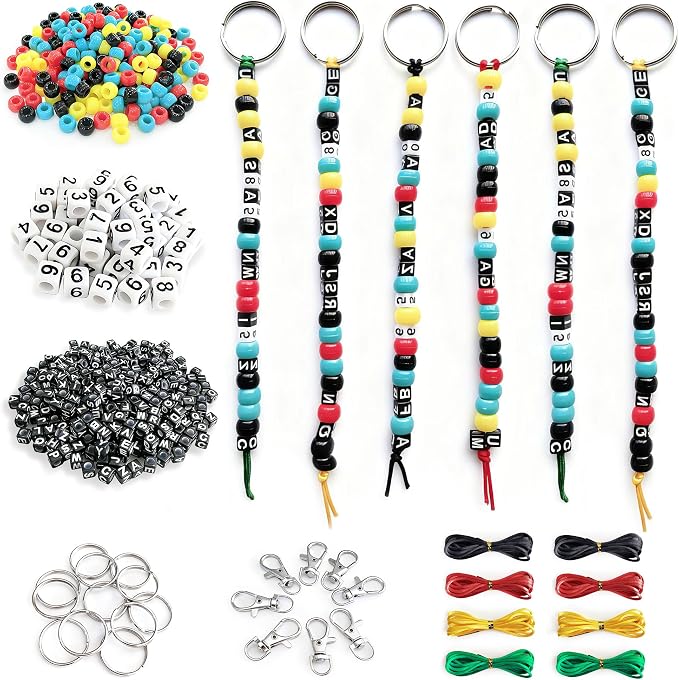 BIGCOMER 568Pcs DIY Bead Keychain Making Kit – Alphabet Letter Beads & Key by Unknown