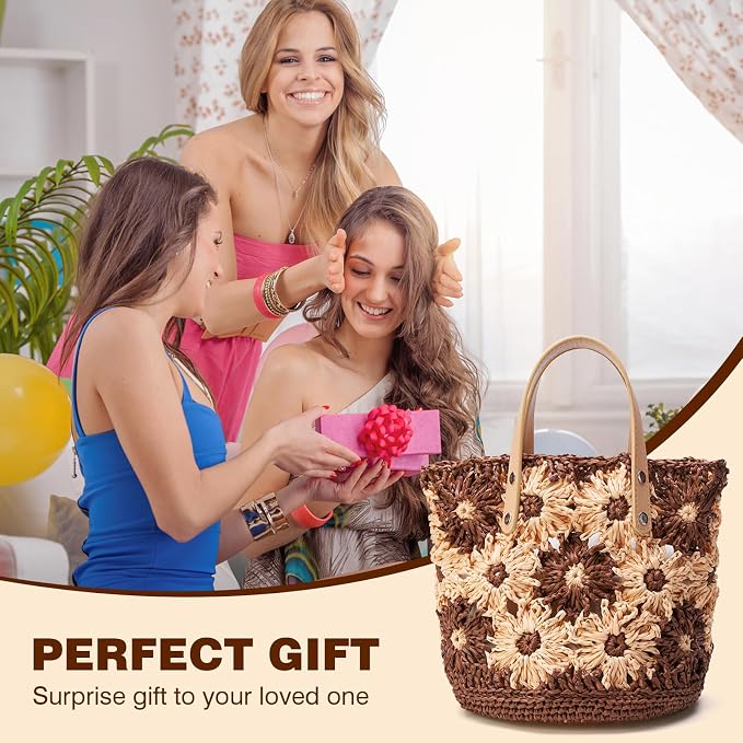 Noocro Crochet Kit for Intermediate or Advanced Level, Floral Raffia Bucket Bag - Image 7
