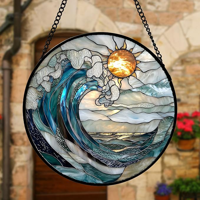 DASTOLL Stained Glass Window Hanging, and Mom 11.8x11.8 in - Image 2
