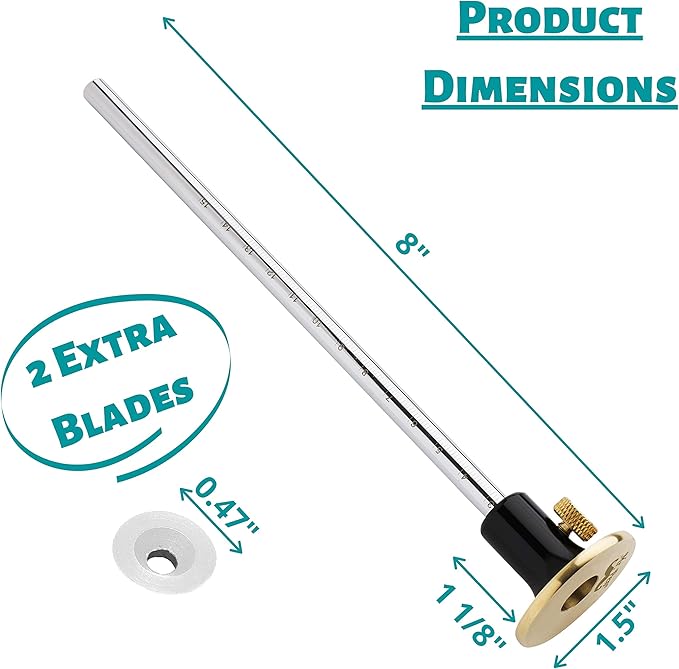Mr. Pen Wheel Marking Gauge, 2 Extra Blades, Laser Engraved Graduations, Solid Brass Face, Adjustable