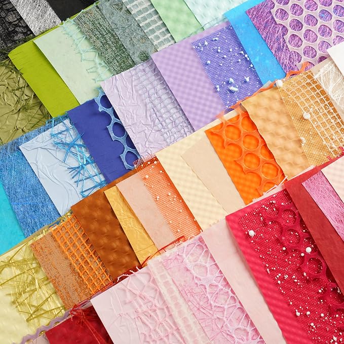 160 Sheets Textured Scrapbook Paper and Mesh Fabric Assorted Set, 10 Color - Image 4