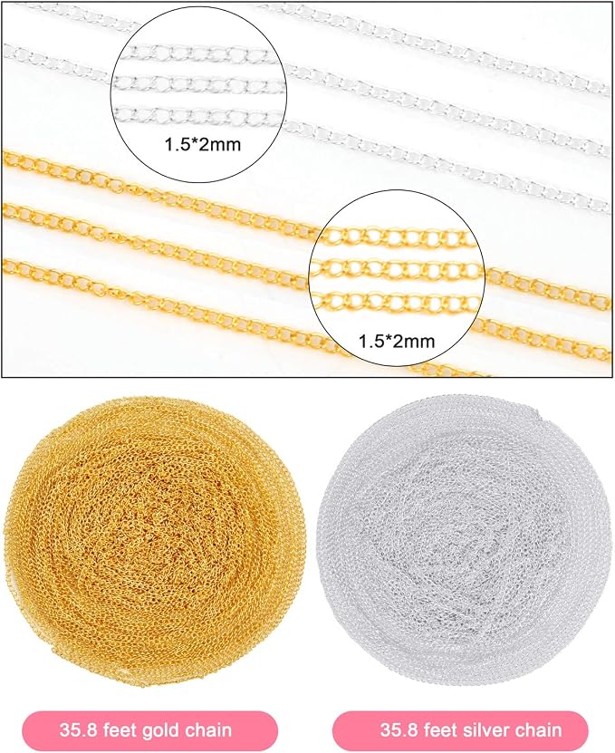 PP OPOUNT 65 Feet Jewelry Chains Necklace Chains 2 mm Jewelry Making Chains - Image 3