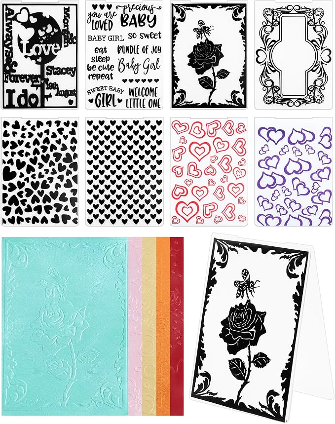 FIVEIZERO 8 Pcs Embossing Folders by FIVEIZERO