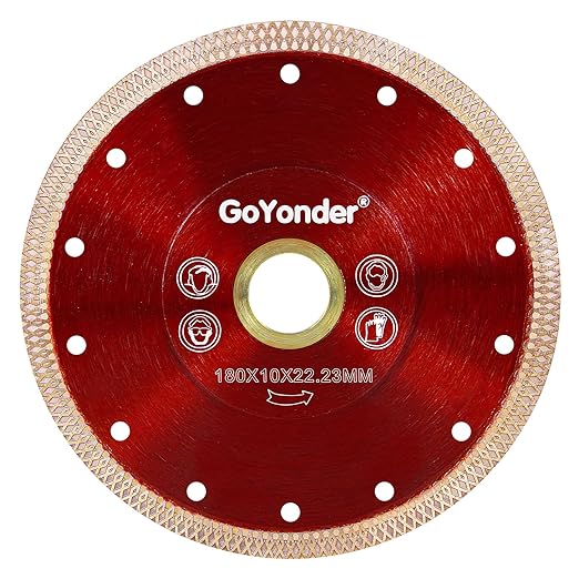 GoYonder 7 Inch Super Thin Tile Saw Blade, Diamond Blade for Angle Grinder, Dry Wet Tile Blade for Ceramic Tile, Concrete, Granite Cutting