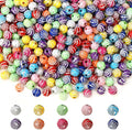 1000PCS 8mm Acrylic Beads for Bracelets, Colorful Round Sparkle Spiral Bead by TOBETOPTOOLER
