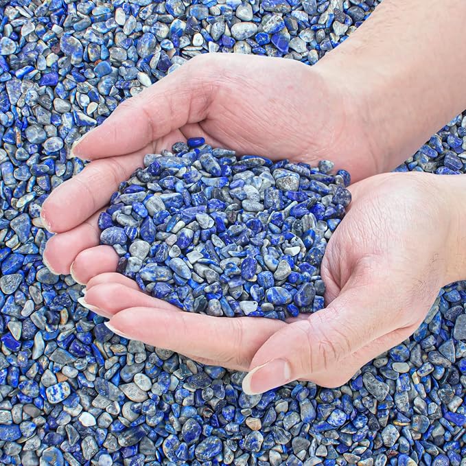 Crystals Chips Bulk Crushed Quartz Lapis Lazuli Stones 0.5 Lb/230g, Natural by EZEELAI