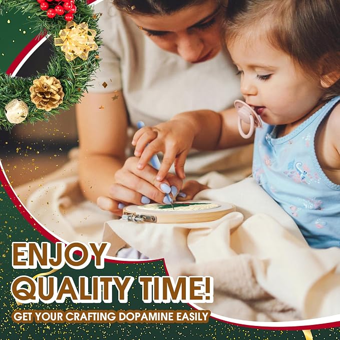 yuegool 6PCS Christmas Punch Needle Coasters Kit, Easy DIY Punch Needle - Image 3