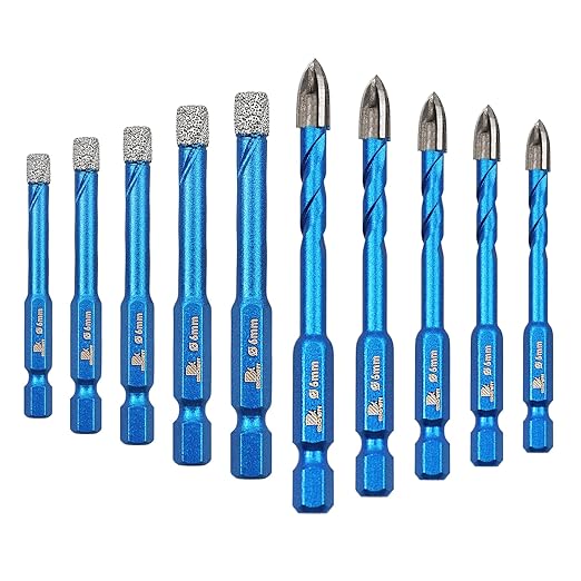 Diamond Drill Bit - BRSCHNITT 10pcs 1/4 inch Masonry Drill Bits Set for Porcelain Tile Ceramic Stone Granite Marble,Hex Shank Diamond Hole Saw Drill Bit