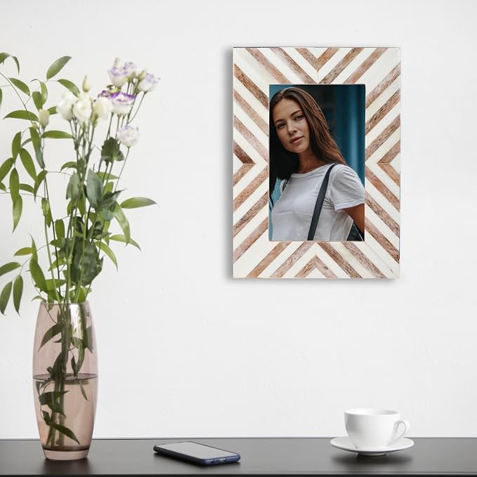 Picture Photo Frame Chevron Herringbone Art Inspired Vintage Table-Top/Wall - Image 4