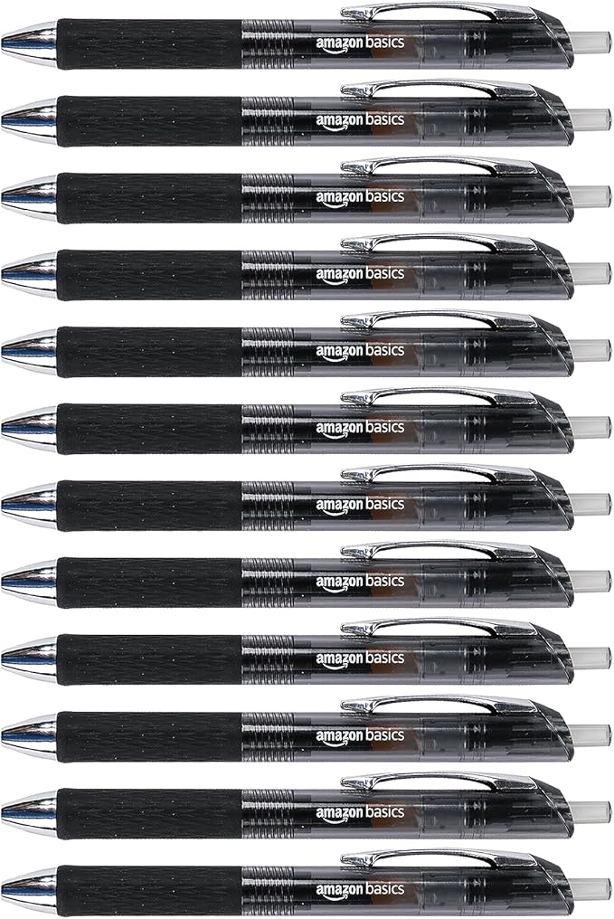 Amazon Basics Retractable Gel Pens, Fine Point 0.7mm, Smooth Writing, No Smudge by AmazonBasics