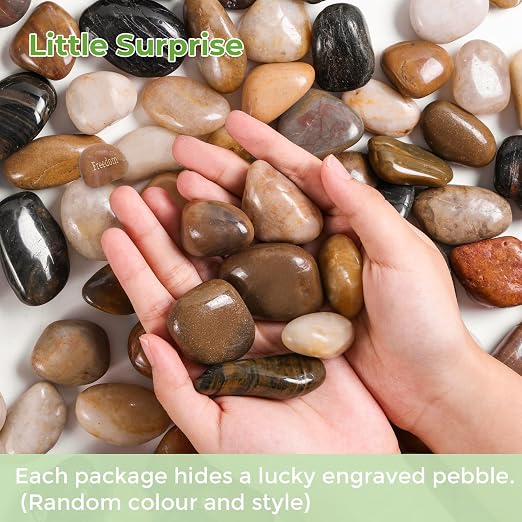 SIDONG 10 lbs Mixed River Rocks, 1.2-2 Inches Highly Polished Pebbles - Image 2