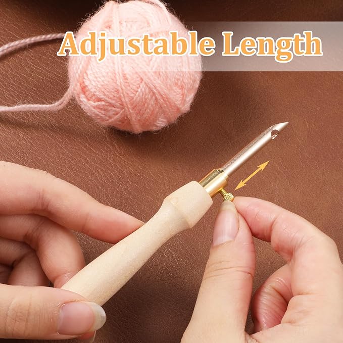 13 Pcs Punch Needle Kit Adjustable Embroidery Punch Needle Tool Set Wooden - Image 4