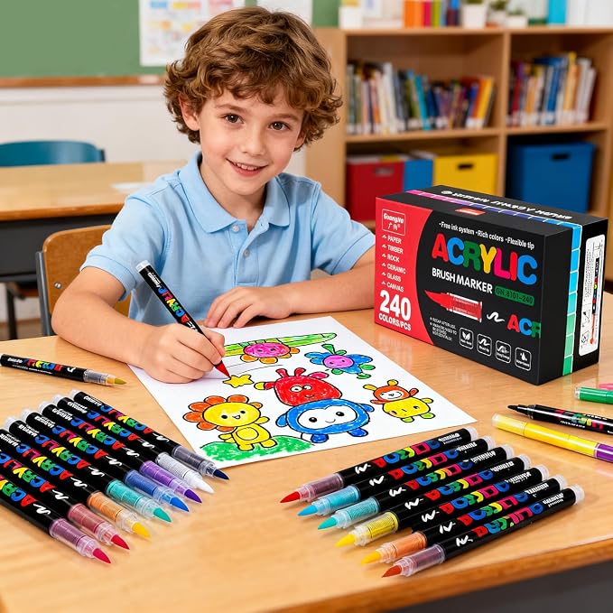 Acrylic Paint Markers Pens, 36 Vivid Colors Acrylic Markers Set, Direct Liquid - Image 2
