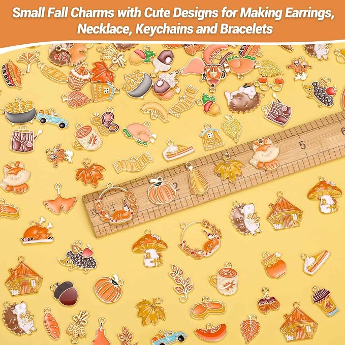 100Pcs 50 Pairs Fall Charms for Jewelry Making and Bracelets, Thanksgiving - Image 3