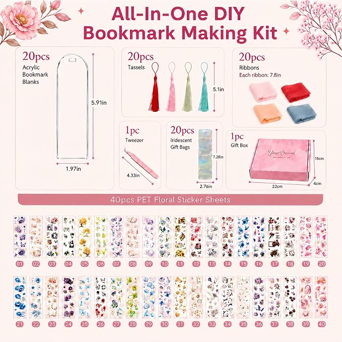 DIY Bookmark Making Kit, 20 Clear Acrylic Bookmark Blanks 5.9 x 2 in - Image 2