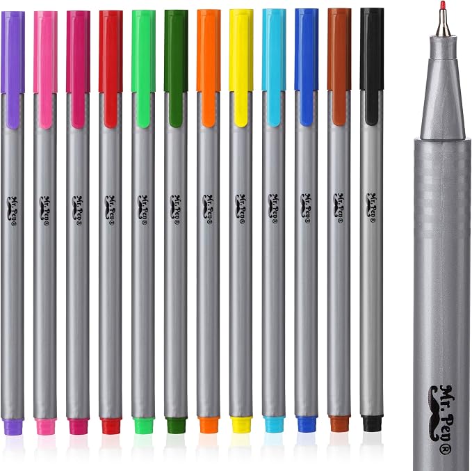Mr. Pen- Colored Fineliner Pens, 12 Pack, Fine Point | Smooth Bible Journaling by MrPen