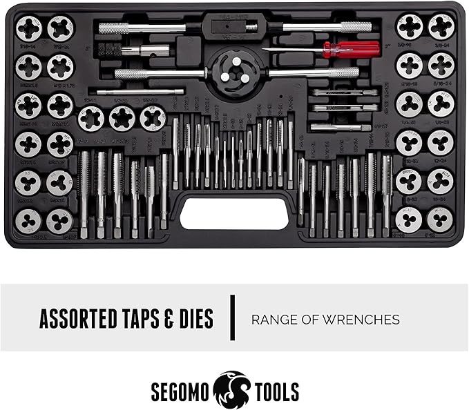 Segomo Tools Metric & SAE 261 Piece HSS Drill Thread Repair Kit & 60 Piece Tap & Die Tool Set Bundle - THREAD261-60MMSAE