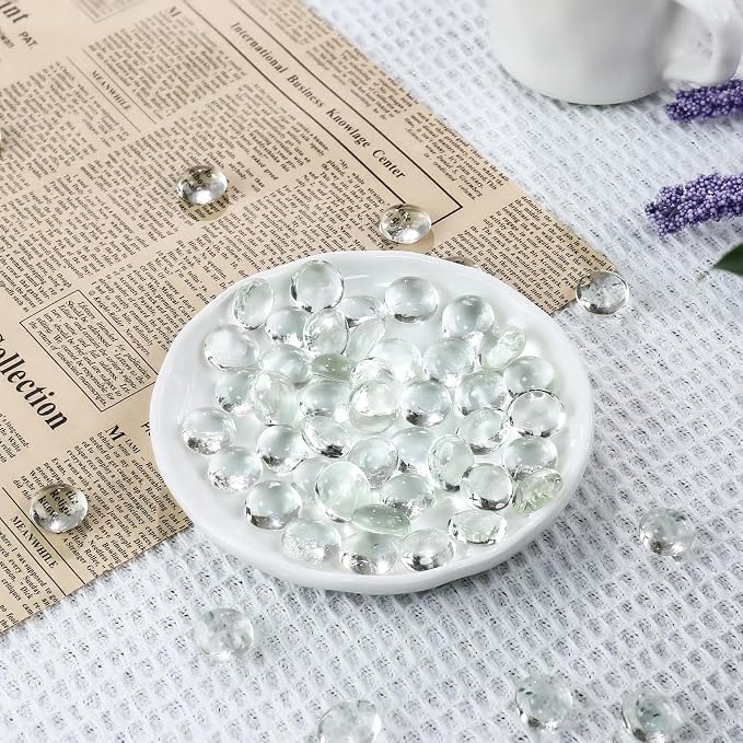 CYS EXCEL Clear Glass Gemstone Beads Vase Fillers Flat Marble Beads Multiple - Image 6