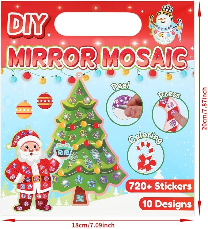 JULEASEL Mirror Mosaic Craft Kit, Christmas Sticker Activity Ages 4-8 | Spark - Image 7