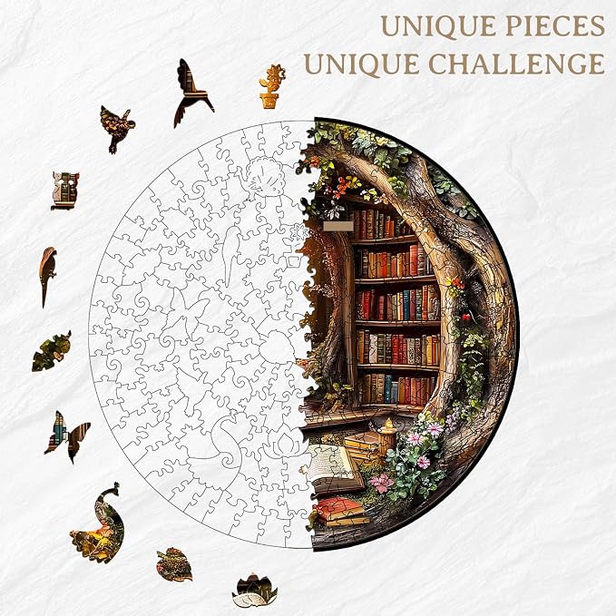 KAAYEE Wooden Puzzles for Adults, Tree House Library Wooden Jigsaw Puzzle - Image 4