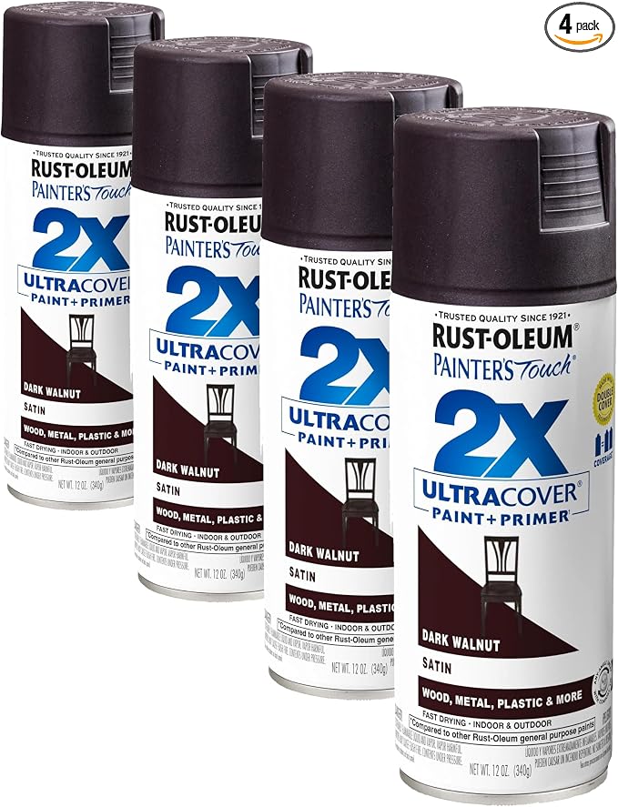 Rust-Oleum 334064 Painter's Touch 2X Ultra Cover Spray Paint, 12 oz, Satin Dark by Rust-Oleum