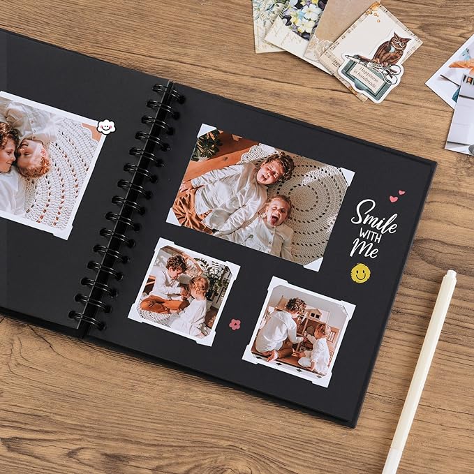 potricher 8 x 8 Inch DIY Scrapbook Album 40 Pages Hardcover Kraft Paper Scrap - Image 3
