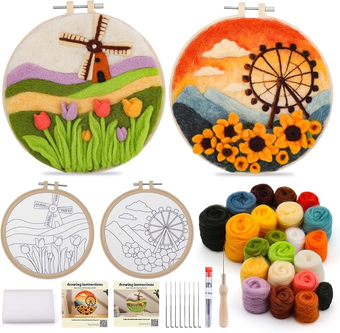 QMNNMA Needle Felting Kit for Beginners, Needle Felt Painting Kit by Qmnnma