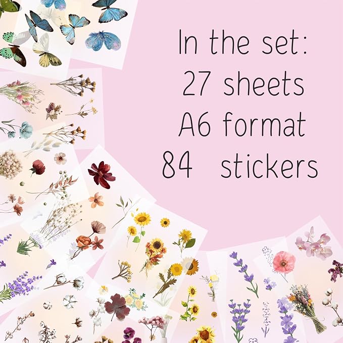 BulbaCraft Transparent Flower and Butterfly Stickers - Image 2