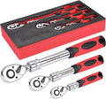 3-Piece Extendable Ratchet Set, 1/4 3/8 1/2 Inch Extendable Socket Wrench, Ratchet Wrenches Set 72-Tooth Quick-Release, Soft Grip Handle with Storage Tray