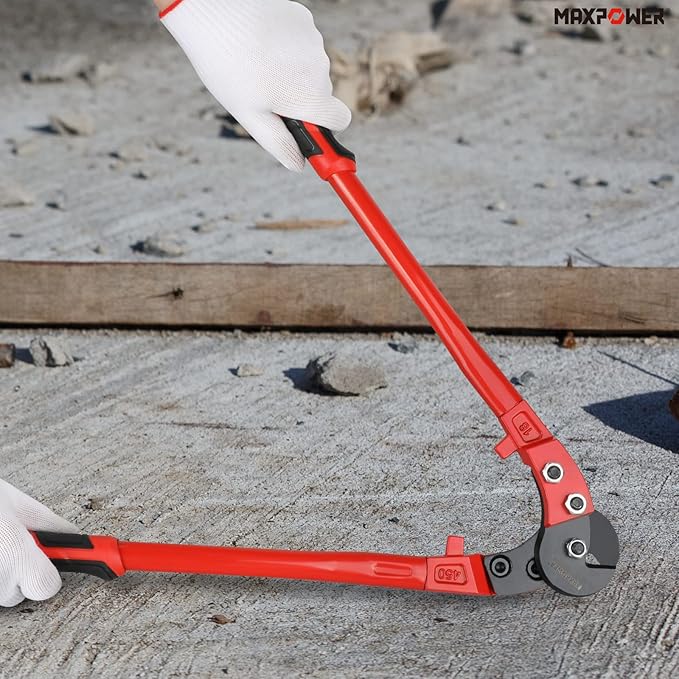MAXPOWER Steel Cable Cutters,18-Inch Heavy Duty Wire Rope Cutter, Steel Wire Cutters Heavy Duty Industrial Strength Cable Cutter for Hard Wire Ropes, Stainless Steel Wire