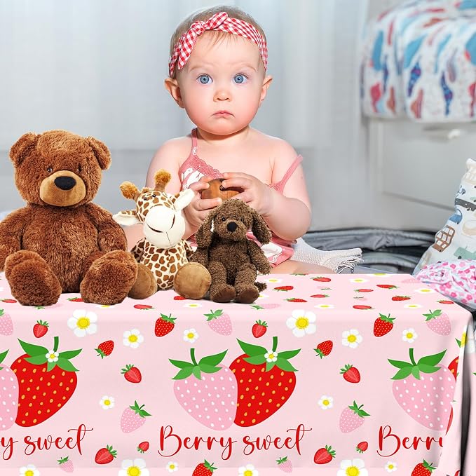 Strawberry Tablecloths Birthday Decorations, Plastic Berry Sweet Table Covers - Image 2
