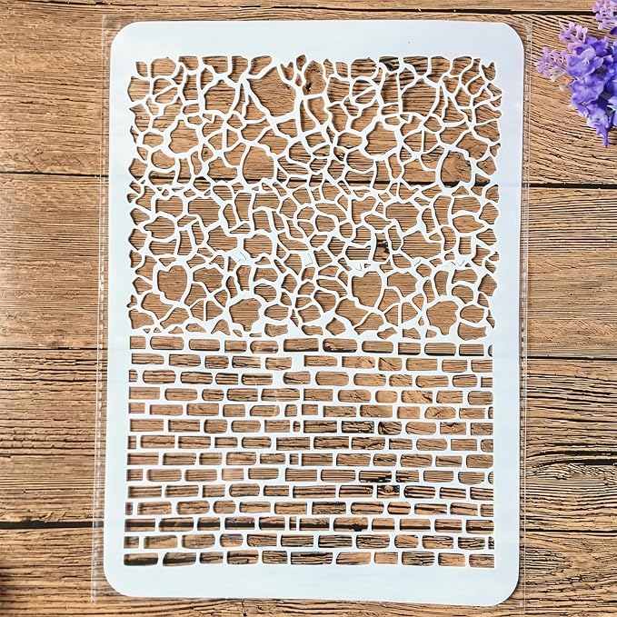 TIAMECH A4 Reusable Stone Brick Stencil by TIAMECH