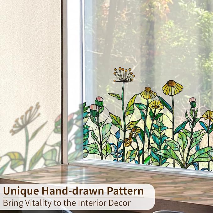 Original Hand Drawn Window Cling Film Stained Glass Border, Double Sided - Image 2