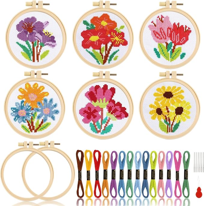 ZOIIWA 6PCS Summer Themed Flower Cross Sewing Kits by ZOIIWA