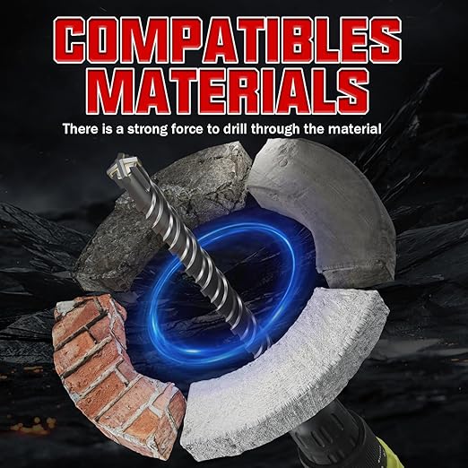 CSOOM SDS Plus Rotary Hammer Drill Bit 1-1/4"x18.11", Professional Concrete Drill Bit for Concrete, Brick, Stone and Cement Walls