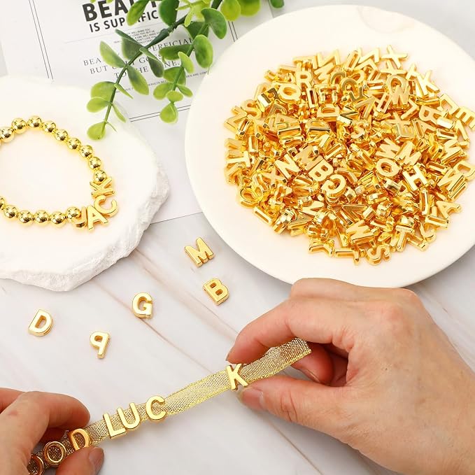 Augshy 700Pcs Gold Large Alphabet Letter Beads - Image 5