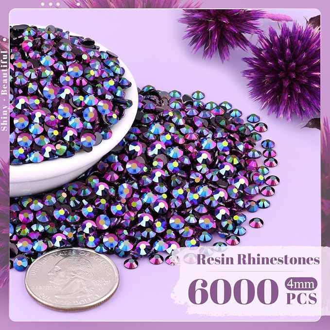 6000PCS 4mm Resin Jelly Rhinestones in Bulk, Bedazzling Flatback Crystals - Image 2