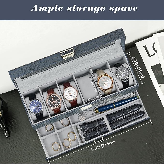 ProCase Watch Box, 6 Slot Watches Display Case - Image 4